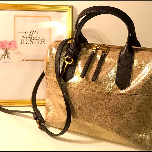 Fossil Handbags - Fossil Fiona soft gold metallic crossbody bag
